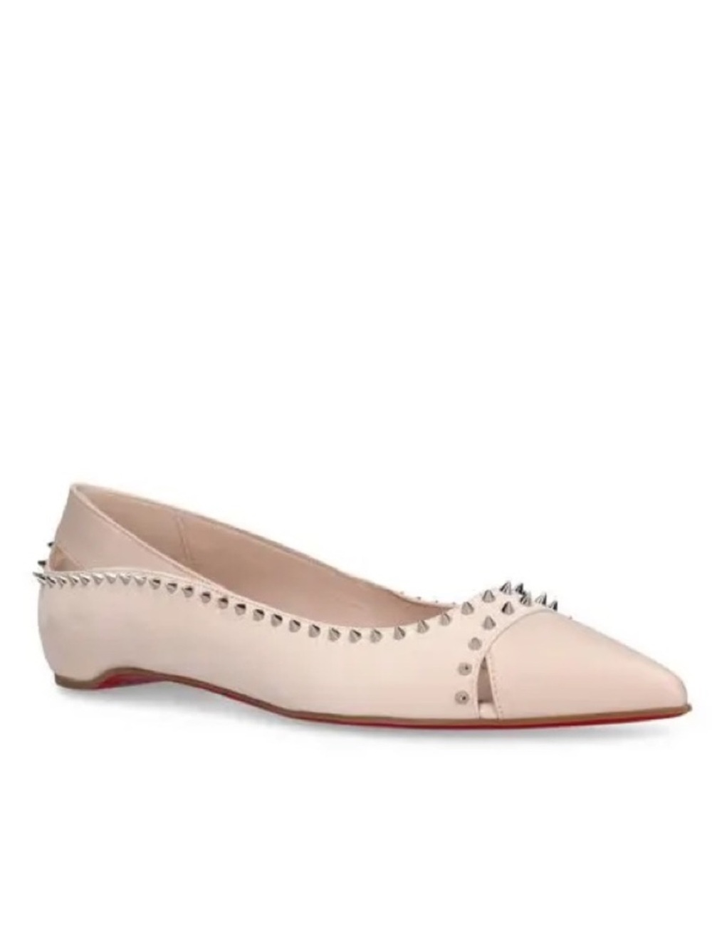 Christian Louboutin Duvettina Leather Ballerina Flats in Tan